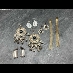 Women’s bundle 5x pairs earrings pierced silver vintage